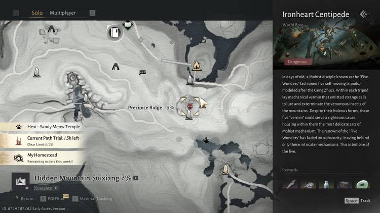 Ironheart Centipede boss fight in Where Winds Meet Hidden Mountains