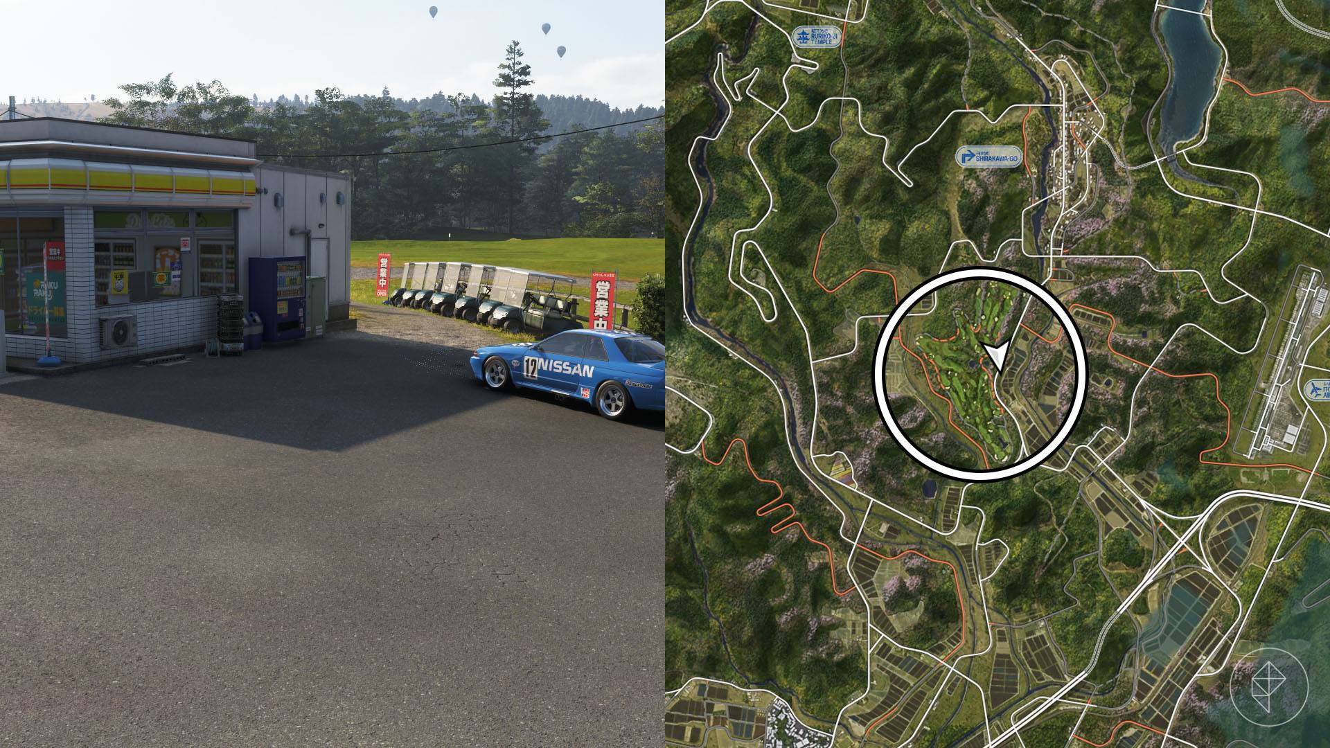 Map showing Naruo Golf Course location in Forza Horizon 6