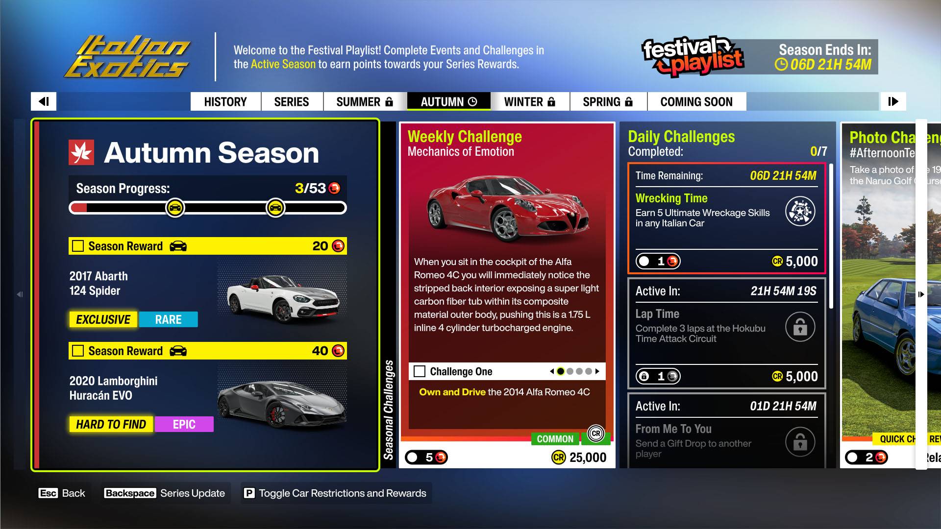 Italian Exotics autumn rewards