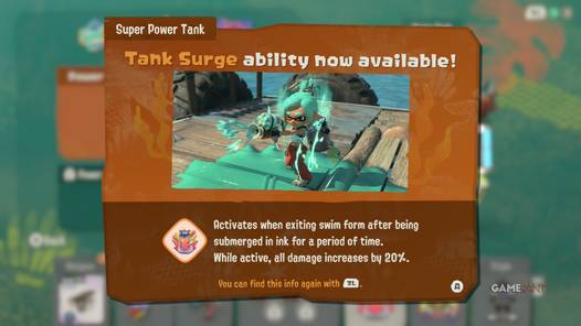 Tank Surge ability activation in Splatoon Raiders