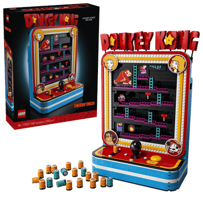 LEGO Donkey Kong Arcade set box and build